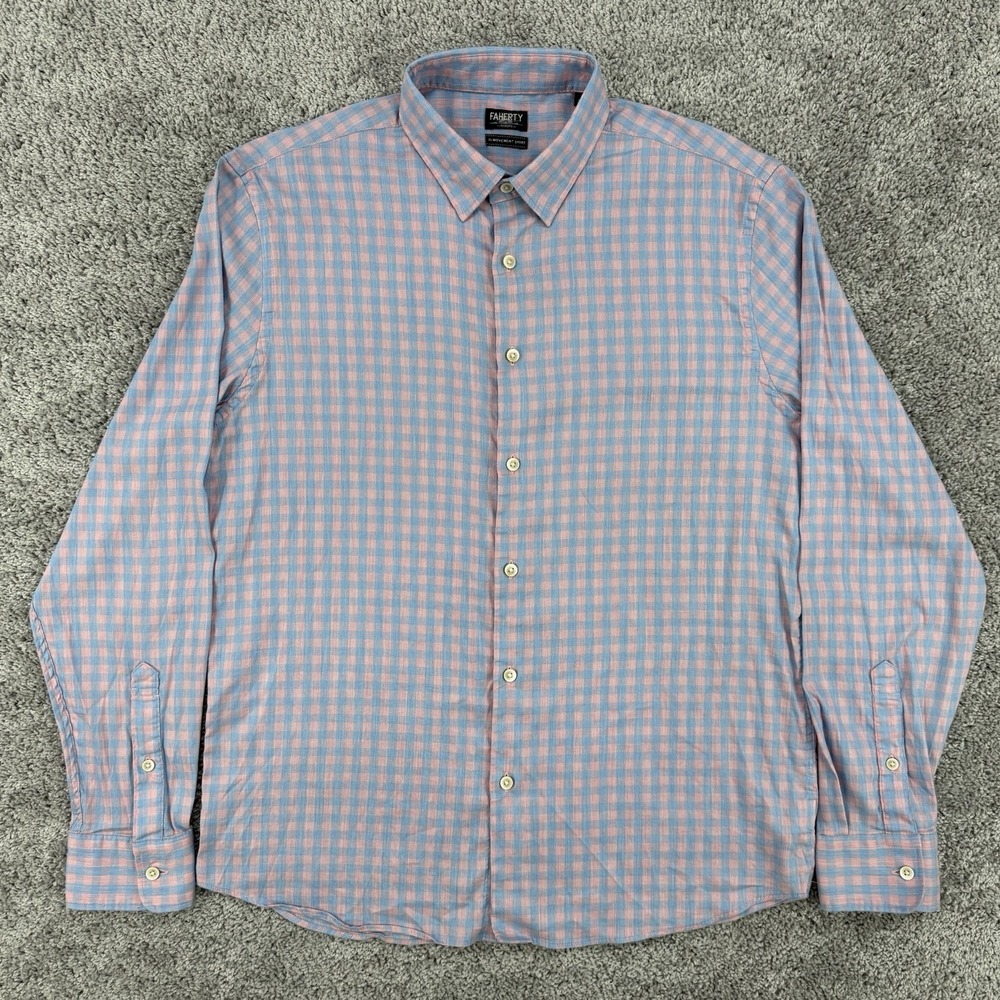 Faherty Reserve The Movement Shirt Men's L Plaid Supima Cotton Long Sleeve